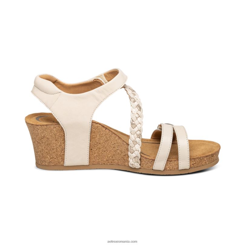 April quarter strap wedge femei Aetrex alb 2BV6V202