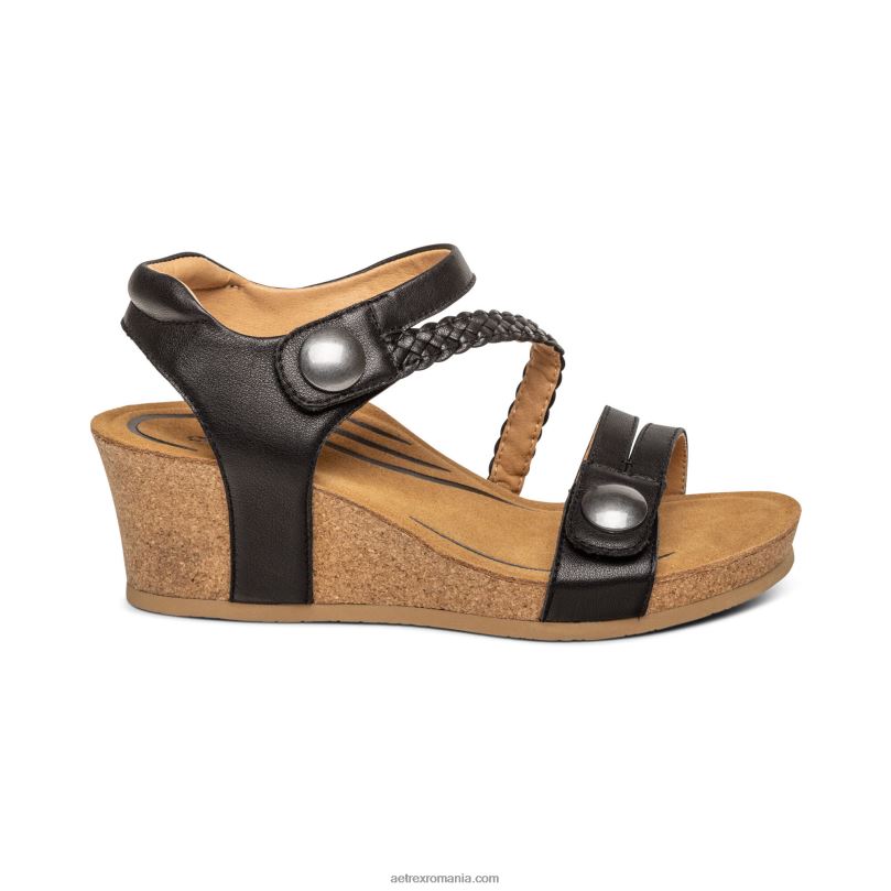 April quarter strap wedge femei Aetrex negru 2BV6V240