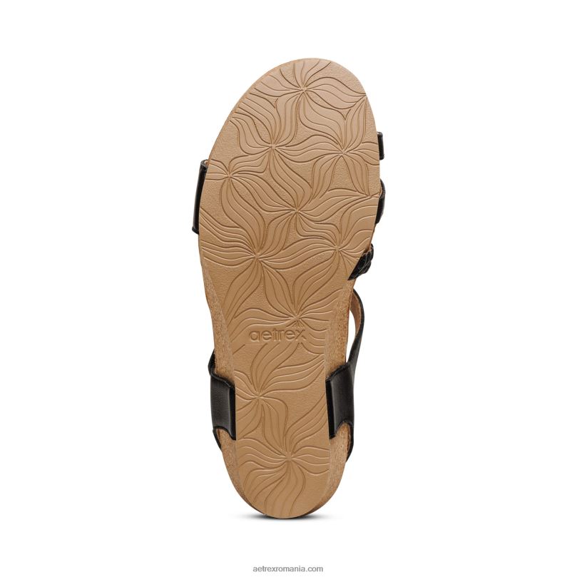 April quarter strap wedge femei Aetrex negru 2BV6V240