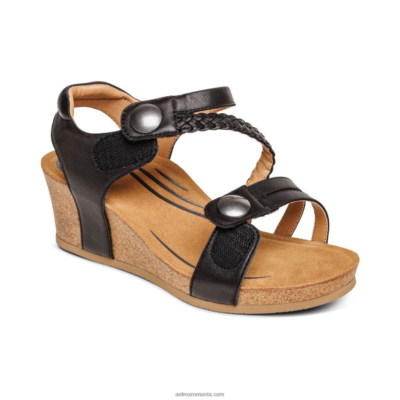 April quarter strap wedge femei Aetrex negru 2BV6V240