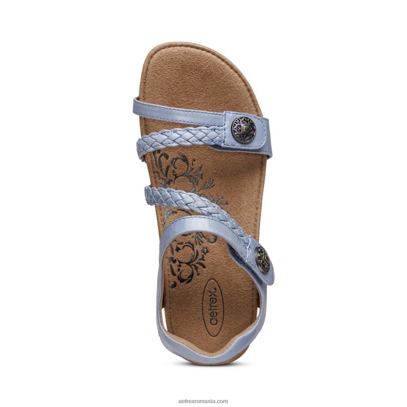 Sandale cu bretele sfert împletite jillian femei Aetrex albastru 2BV6V198