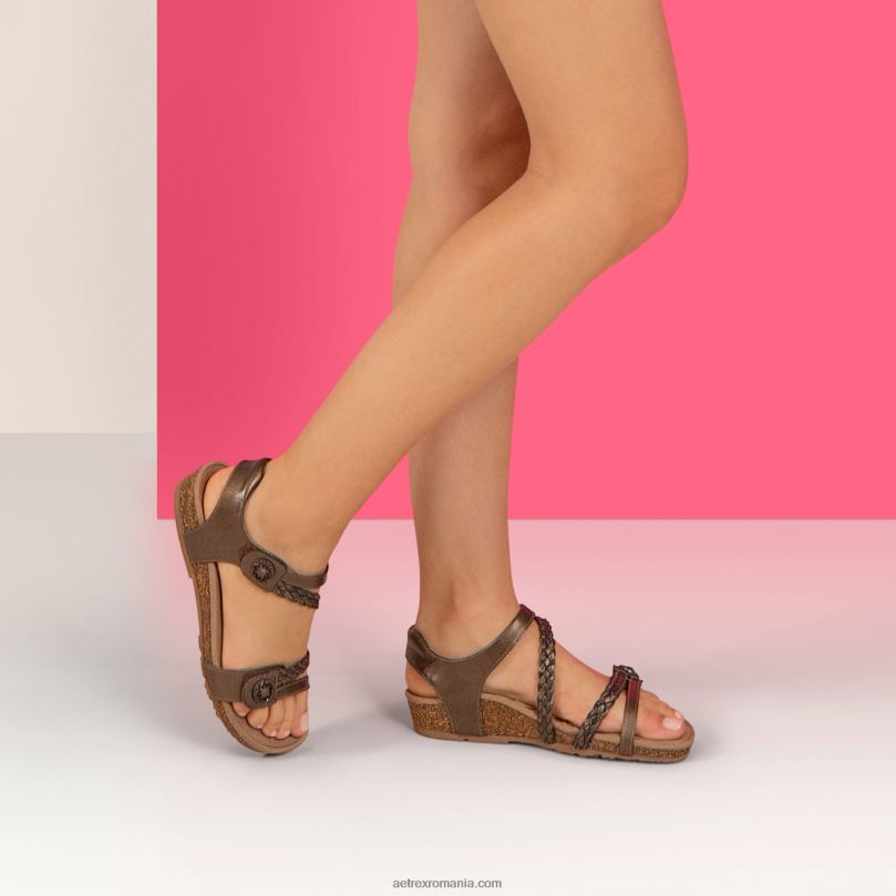 Sandale cu bretele sfert împletite jillian femei Aetrex bronz 2BV6V35