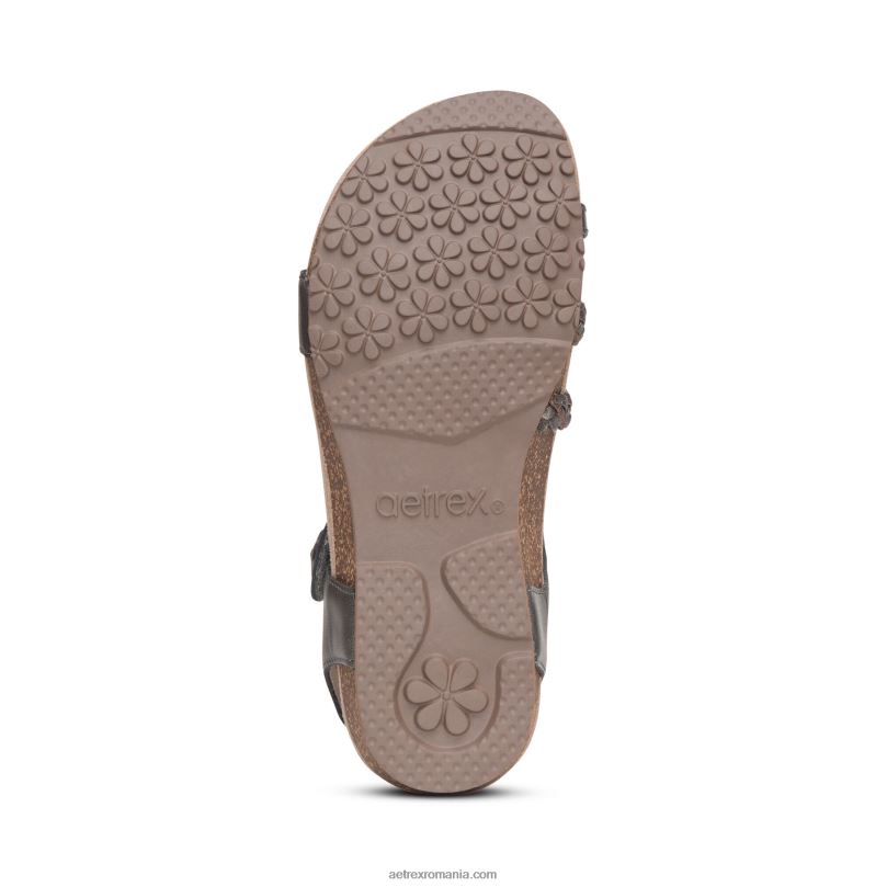 Sandale cu bretele sfert împletite jillian femei Aetrex gunmetal 2BV6V14