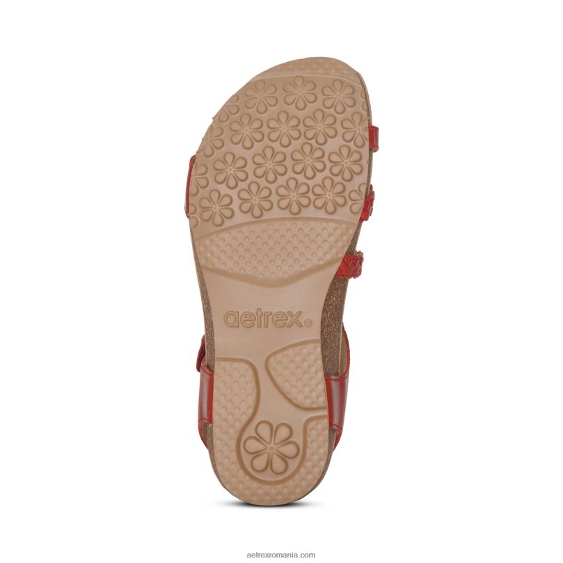 Sandale cu bretele sfert împletite jillian femei Aetrex roșu 2BV6V105
