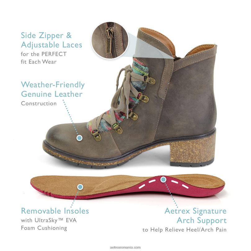 cizma Joleen pentru suportul arcului femei Aetrex cafenea cu caramel 2BV6V72