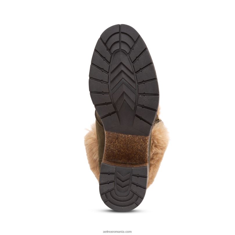 cizme cu șireturi de blană prietenoasă cu vremea din Brooklyn femei Aetrex kaki 2BV6V99