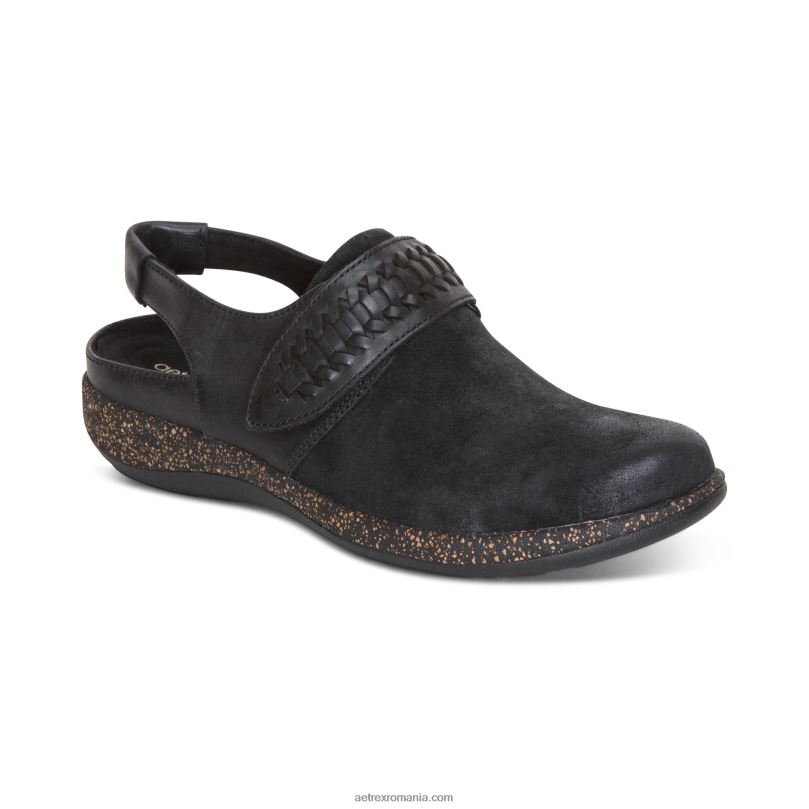 leni slingback clog femei Aetrex negru 2BV6V191