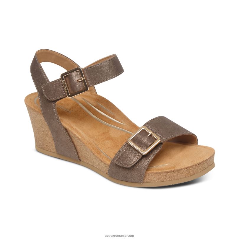 lexa quarter strap wedge femei Aetrex bronz 2BV6V95