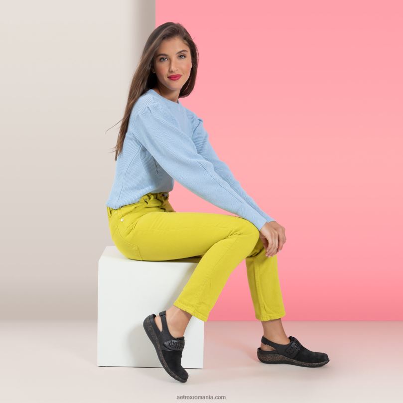 leni slingback clog femei Aetrex negru 2BV6V191