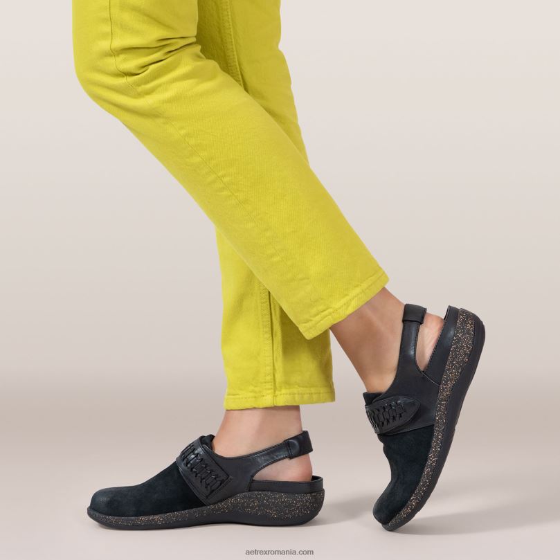 leni slingback clog femei Aetrex negru 2BV6V191