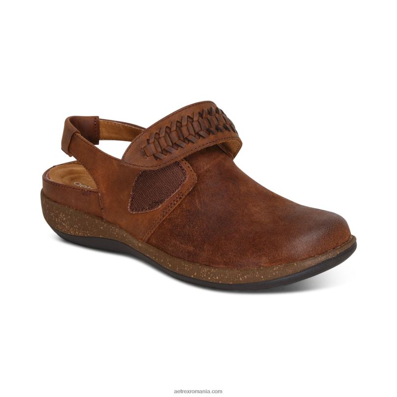 leni slingback clog femei Aetrex tutun 2BV6V96