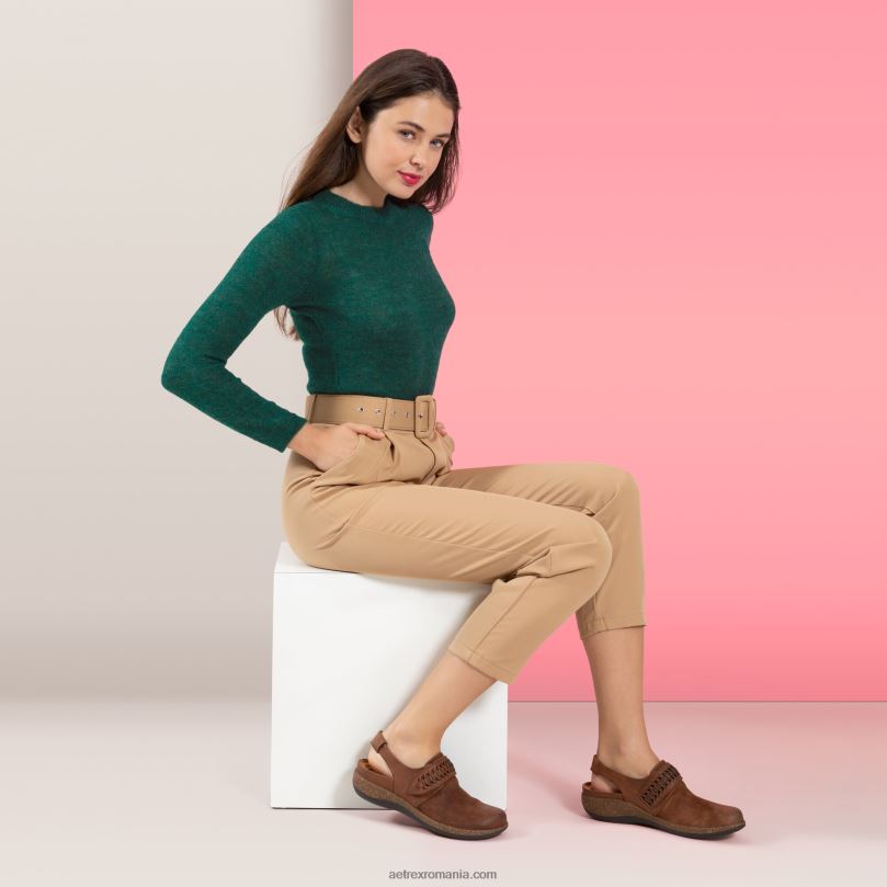 leni slingback clog femei Aetrex tutun 2BV6V96