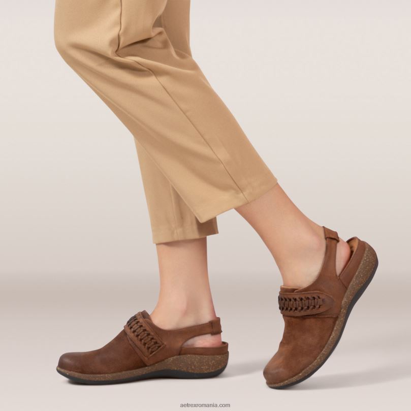 leni slingback clog femei Aetrex tutun 2BV6V96