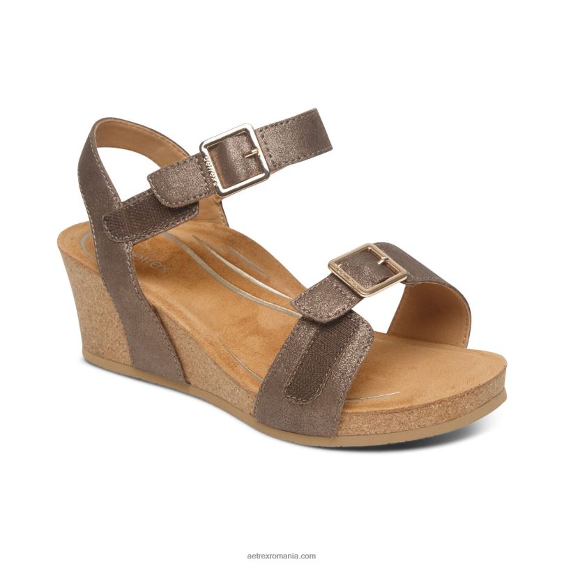 lexa quarter strap wedge femei Aetrex bronz 2BV6V95