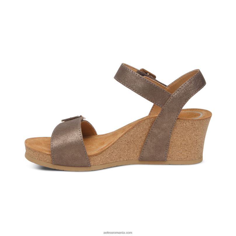 lexa quarter strap wedge femei Aetrex bronz 2BV6V95