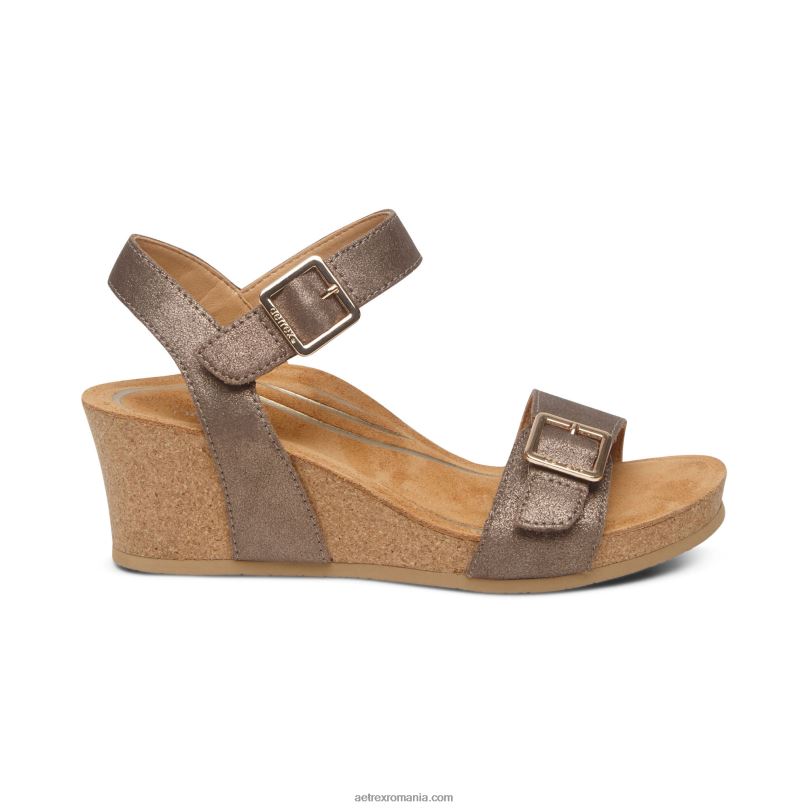 lexa quarter strap wedge femei Aetrex bronz 2BV6V95