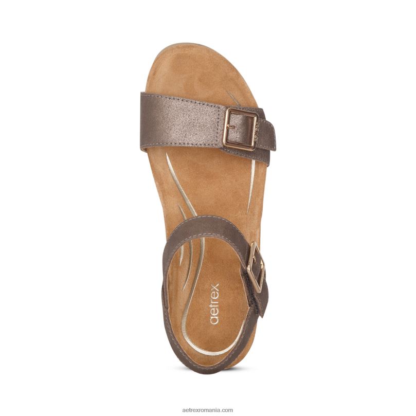 lexa quarter strap wedge femei Aetrex bronz 2BV6V95
