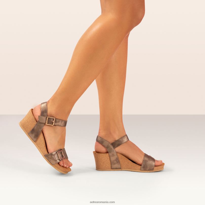 lexa quarter strap wedge femei Aetrex bronz 2BV6V95