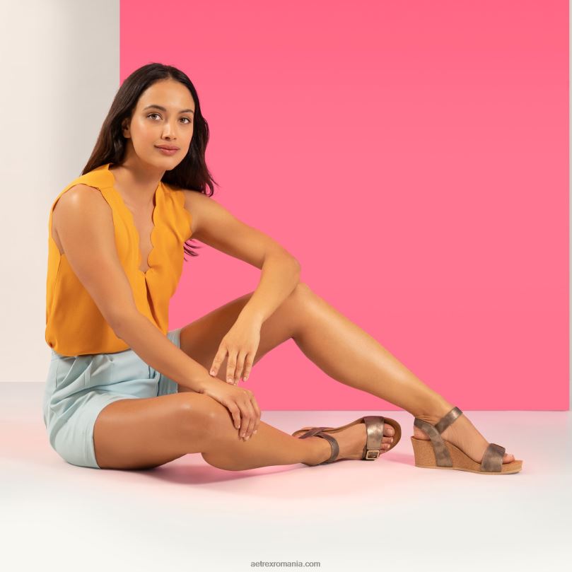 lexa quarter strap wedge femei Aetrex bronz 2BV6V95