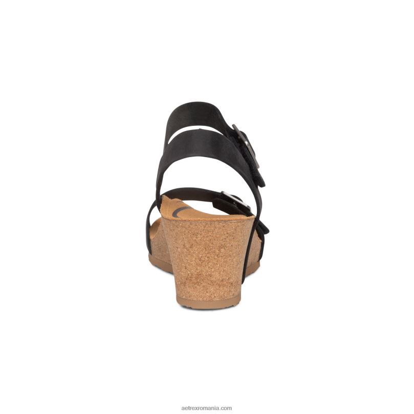 lexa quarter strap wedge femei Aetrex negru 2BV6V94
