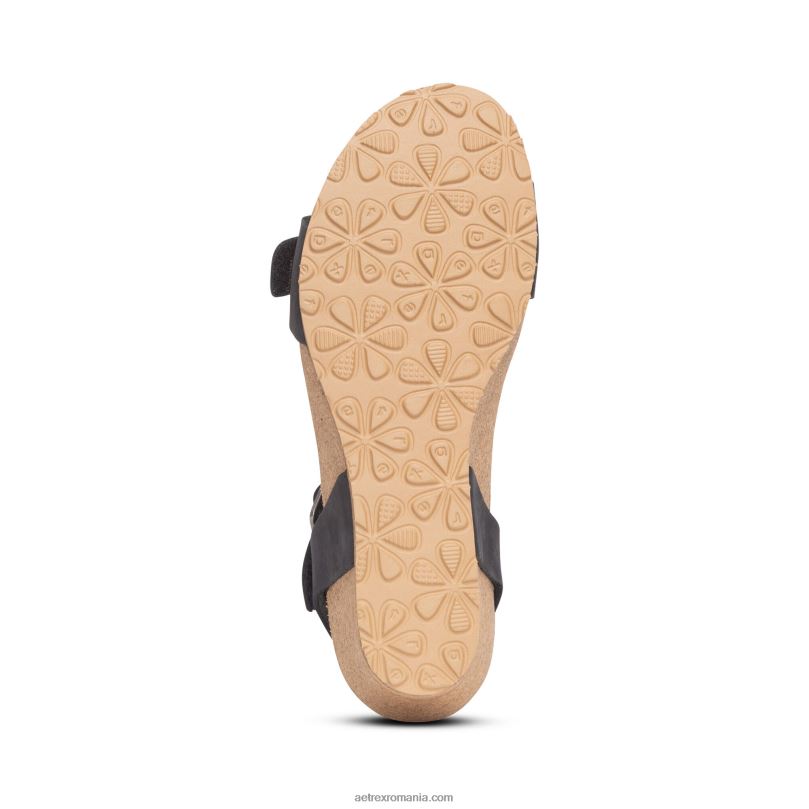 lexa quarter strap wedge femei Aetrex negru 2BV6V94