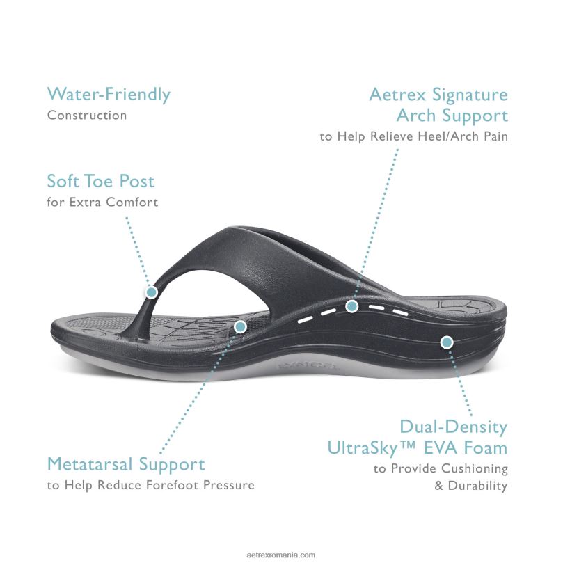 maui orthotic flips bărbați Aetrex cărbune 2BV6V323