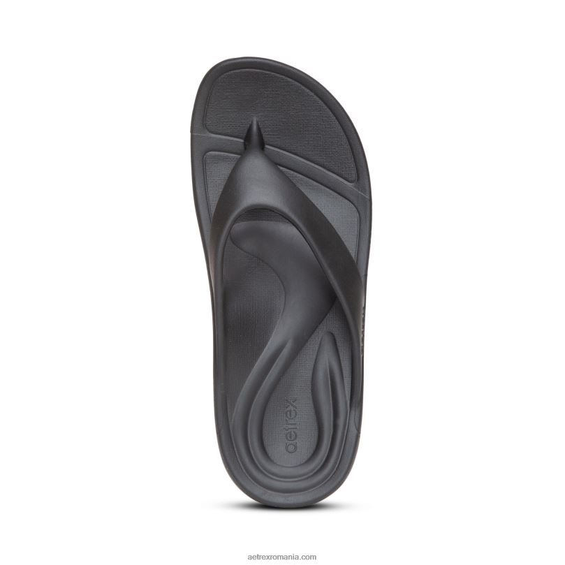 maui orthotic flips femei Aetrex negru mat 2BV6V16