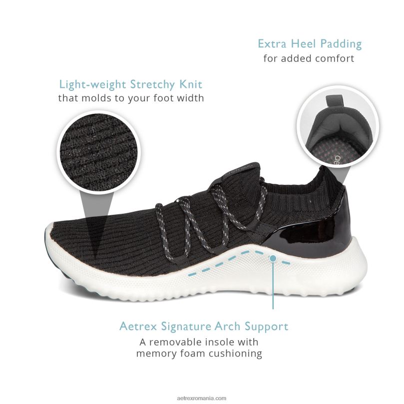 pantofi sport dani cu suport arc femei Aetrex negru 2BV6V180