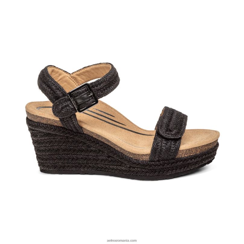 pană de espadrile cu bretele Sydney Quarter femei Aetrex iută neagră 2BV6V279