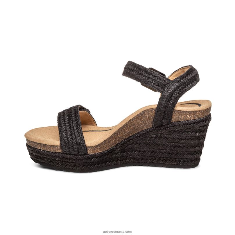 pană de espadrile cu bretele Sydney Quarter femei Aetrex iută neagră 2BV6V279