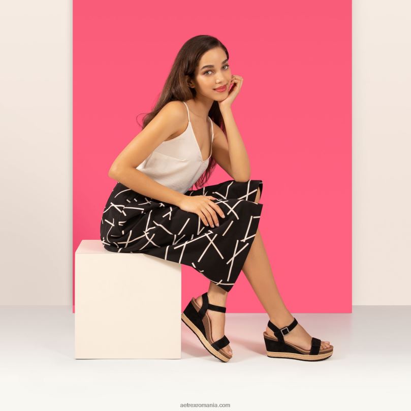 pană de espadrile cu bretele Sydney Quarter femei Aetrex iută neagră 2BV6V279