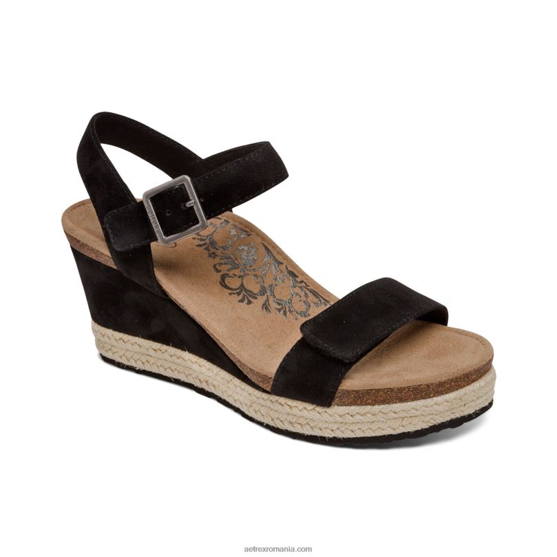pană de espadrile cu bretele Sydney Quarter femei Aetrex negru 2BV6V9