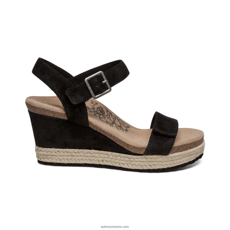 pană de espadrile cu bretele Sydney Quarter femei Aetrex negru 2BV6V9