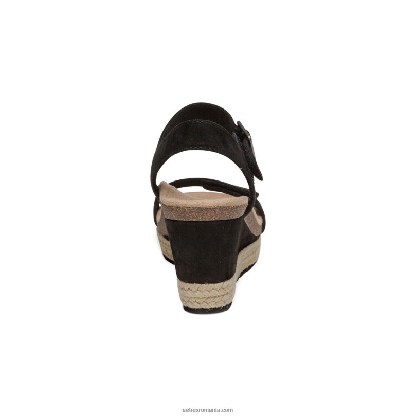 pană de espadrile cu bretele Sydney Quarter femei Aetrex negru 2BV6V9