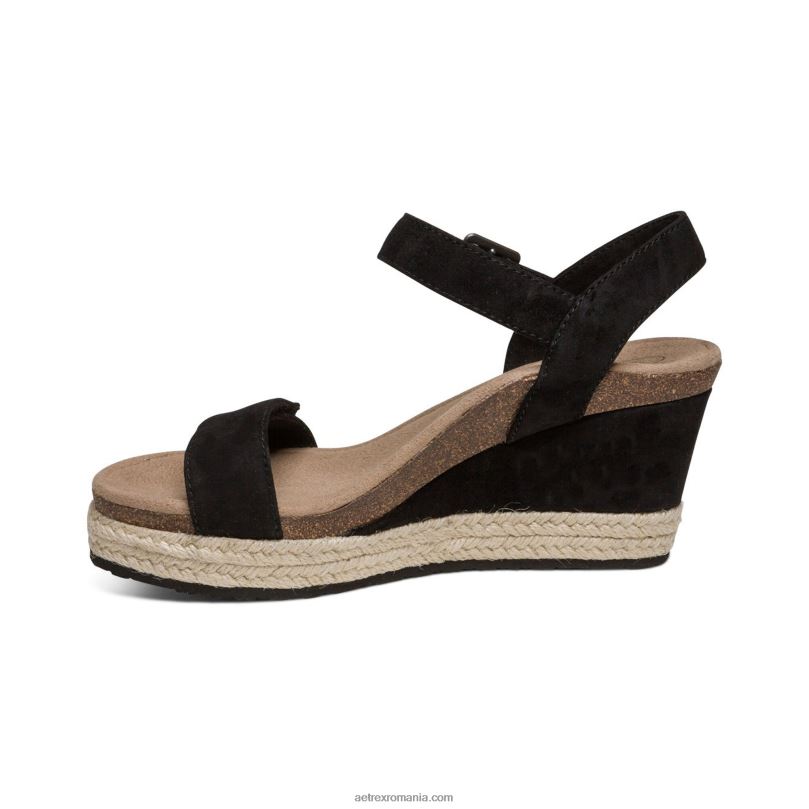 pană de espadrile cu bretele Sydney Quarter femei Aetrex negru 2BV6V9