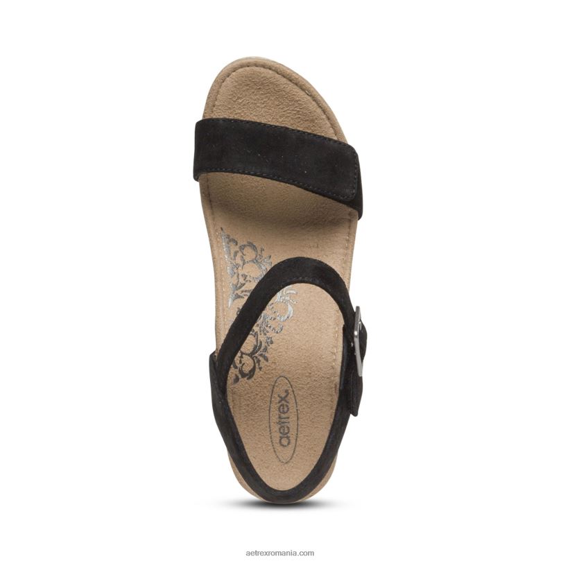 pană de espadrile cu bretele Sydney Quarter femei Aetrex negru 2BV6V9