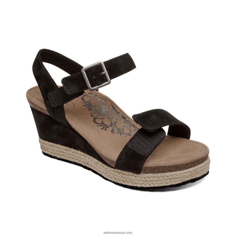 pană de espadrile cu bretele Sydney Quarter femei Aetrex negru 2BV6V9