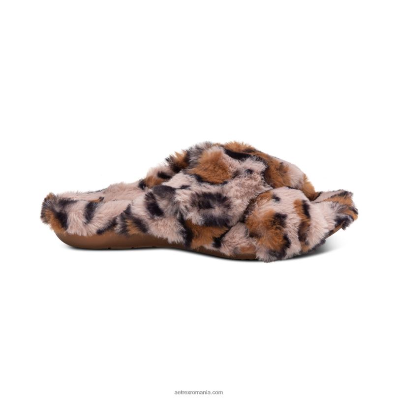 papuci penelope reglabili cu blana artificiala femei Aetrex leopard 2BV6V212