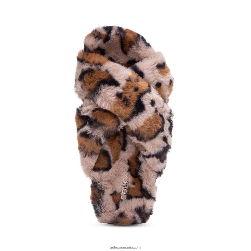 papuci penelope reglabili cu blana artificiala femei Aetrex leopard 2BV6V212