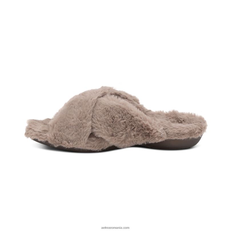 papuci penelope reglabili cu blana artificiala femei Aetrex taupe 2BV6V225