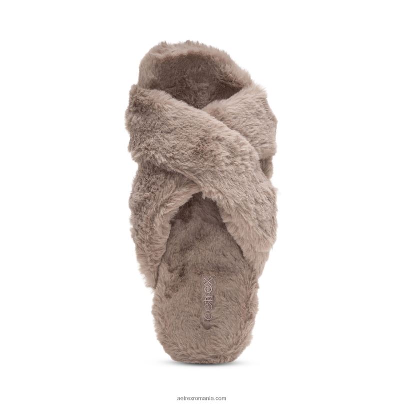 papuci penelope reglabili cu blana artificiala femei Aetrex taupe 2BV6V225