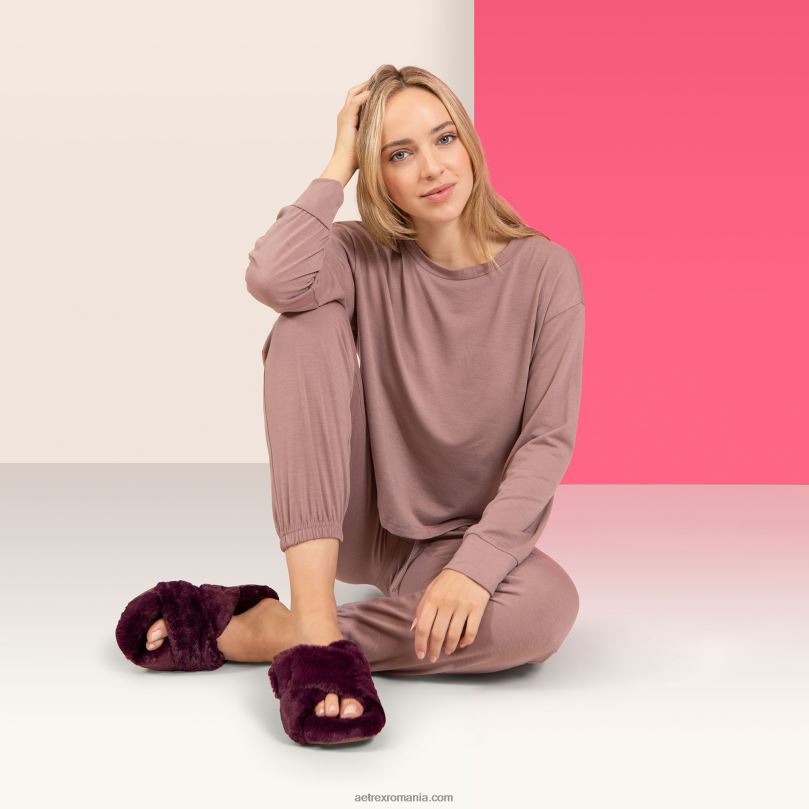 papuci penelope reglabili cu blana artificiala femei Aetrex taupe 2BV6V225