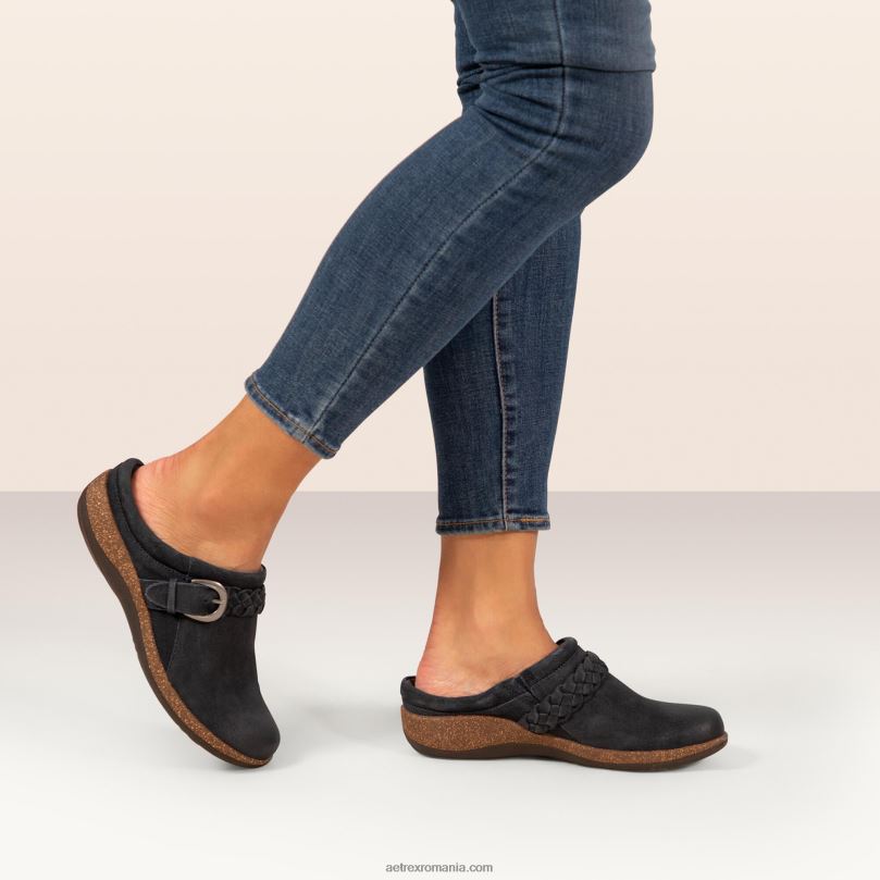 sabot de confort libby femei Aetrex lână neagră 2BV6V159