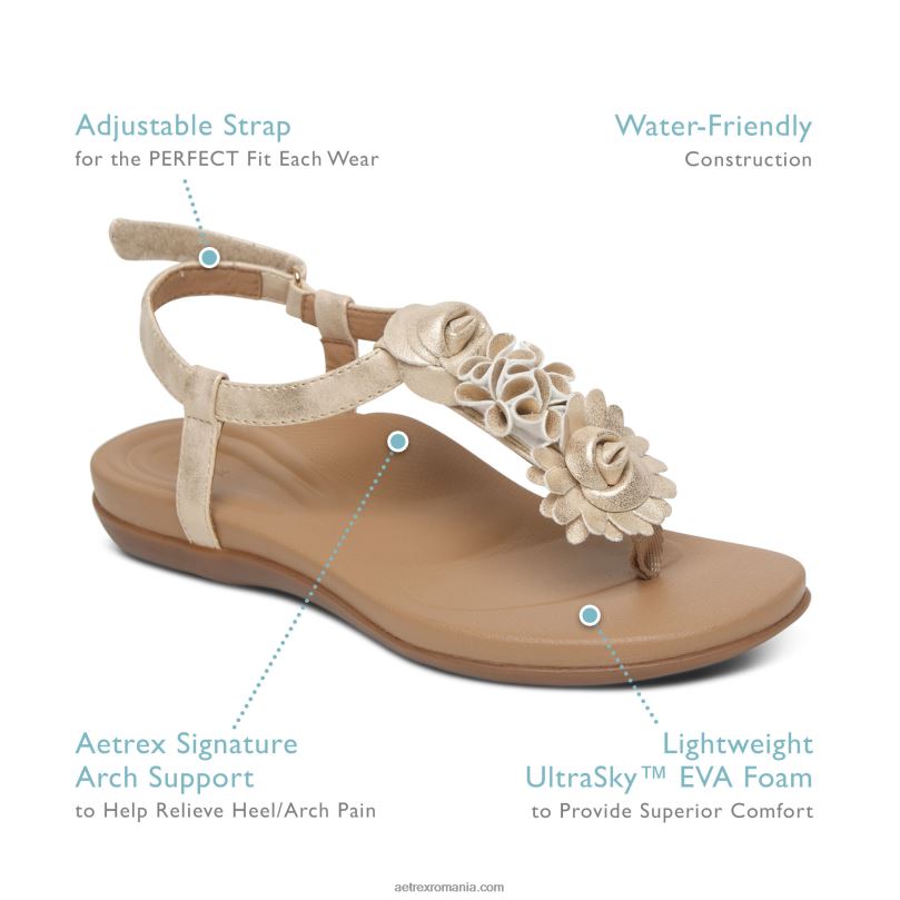 sandale charli femei Aetrex Șampanie 2BV6V137