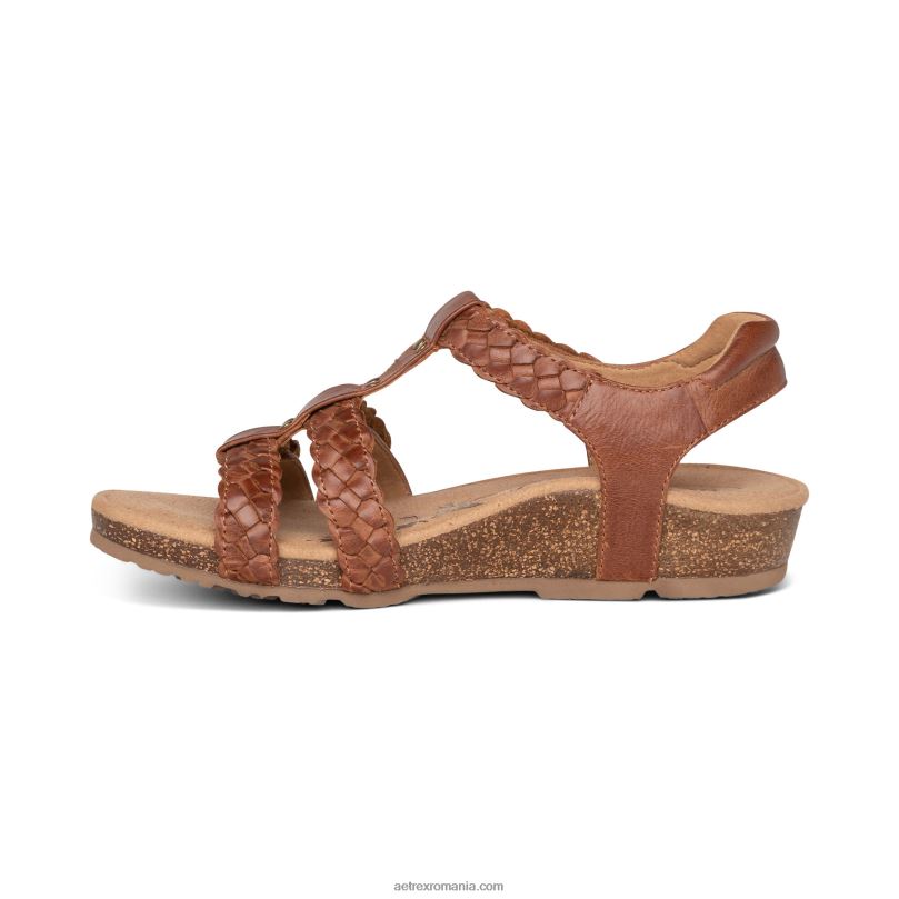 sandale gladiator reglabile reese femei Aetrex coniac/maro 2BV6V71