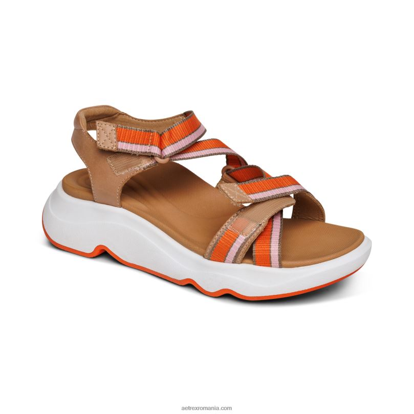 sandale sport reglabile marz femei Aetrex cămilă 2BV6V293