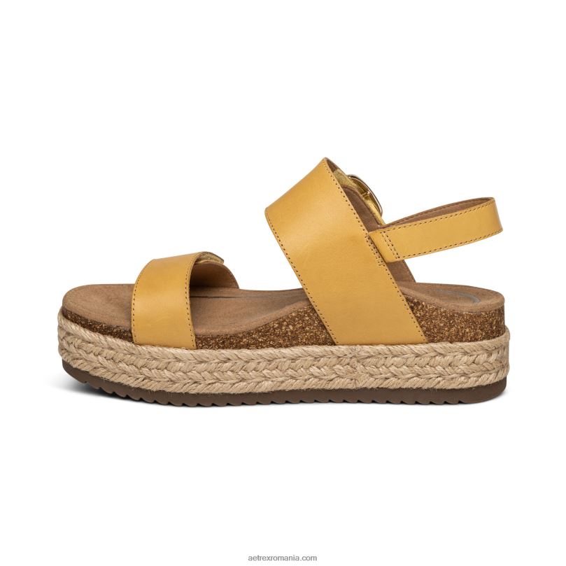 sandale vania cu platforma de sustinere a arcului femei Aetrex galben 2BV6V195