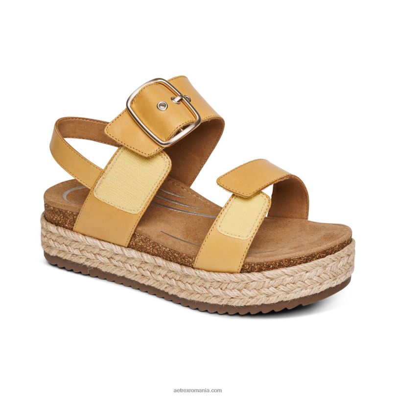 sandale vania cu platforma de sustinere a arcului femei Aetrex galben 2BV6V195