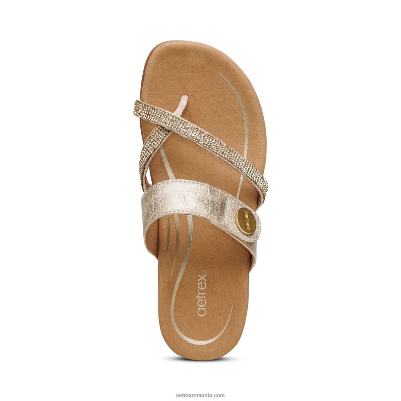 sandală glisante reglabilă izzy femei Aetrex sclipire de aur 2BV6V211