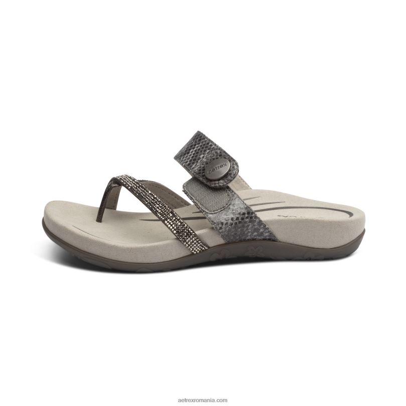 sandală glisante reglabilă izzy femei Aetrex sclipire de cositor 2BV6V50